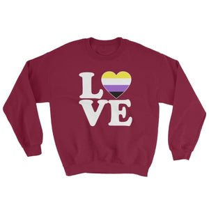 Sweatshirt - Non Binary Love & Heart Maroon / S