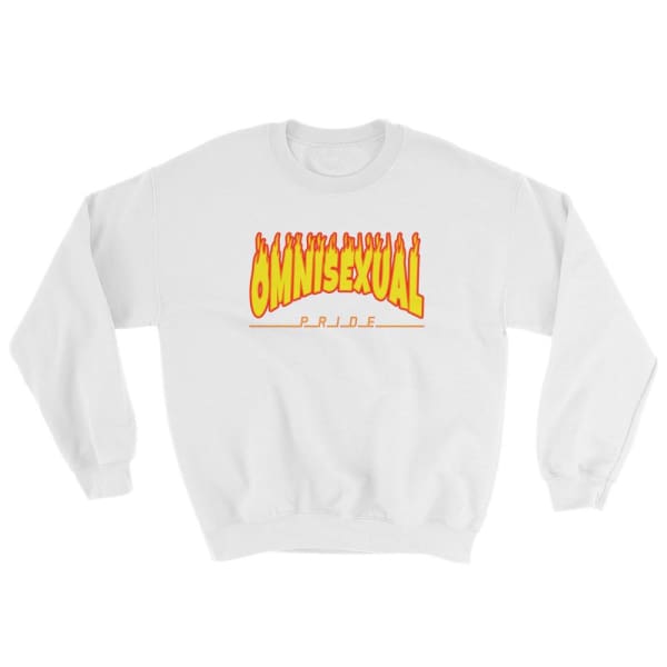 Sweatshirt - Omnisexual Flames White / S