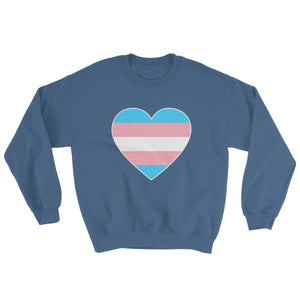 Sweatshirt - Transgender Big Heart Indigo Blue / S