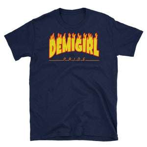 T-Shirt - Demigirl Flames Navy / S