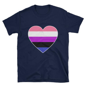 T-Shirt - Genderfluid Big Heart Navy / S