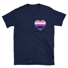 T-Shirt - Genderfluid Heart Navy / S
