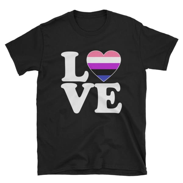 T-Shirt - Genderfluid Love & Heart Black / S