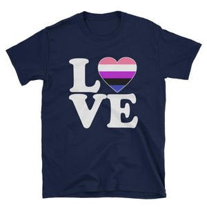 T-Shirt - Genderfluid Love & Heart Navy / S