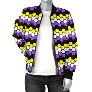 Womens Bomber Jacket - Non Binary Honeycomb