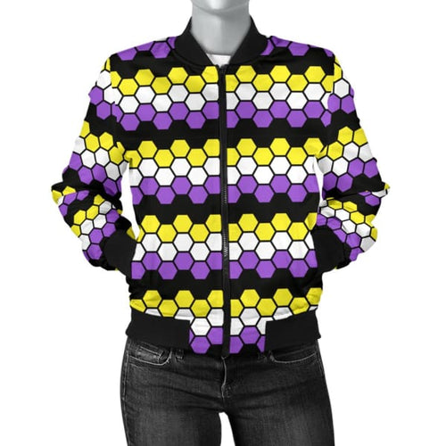 Womens Bomber Jacket - Non Binary Honeycomb
